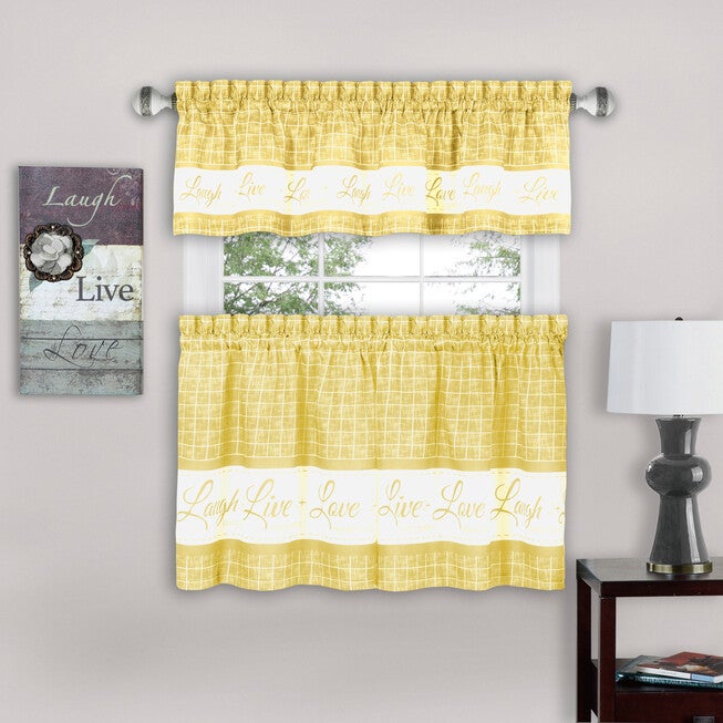 Live, Love, Laugh Window Curtain Tier Pair and Valance Set - 58x36, , alternate image number 13