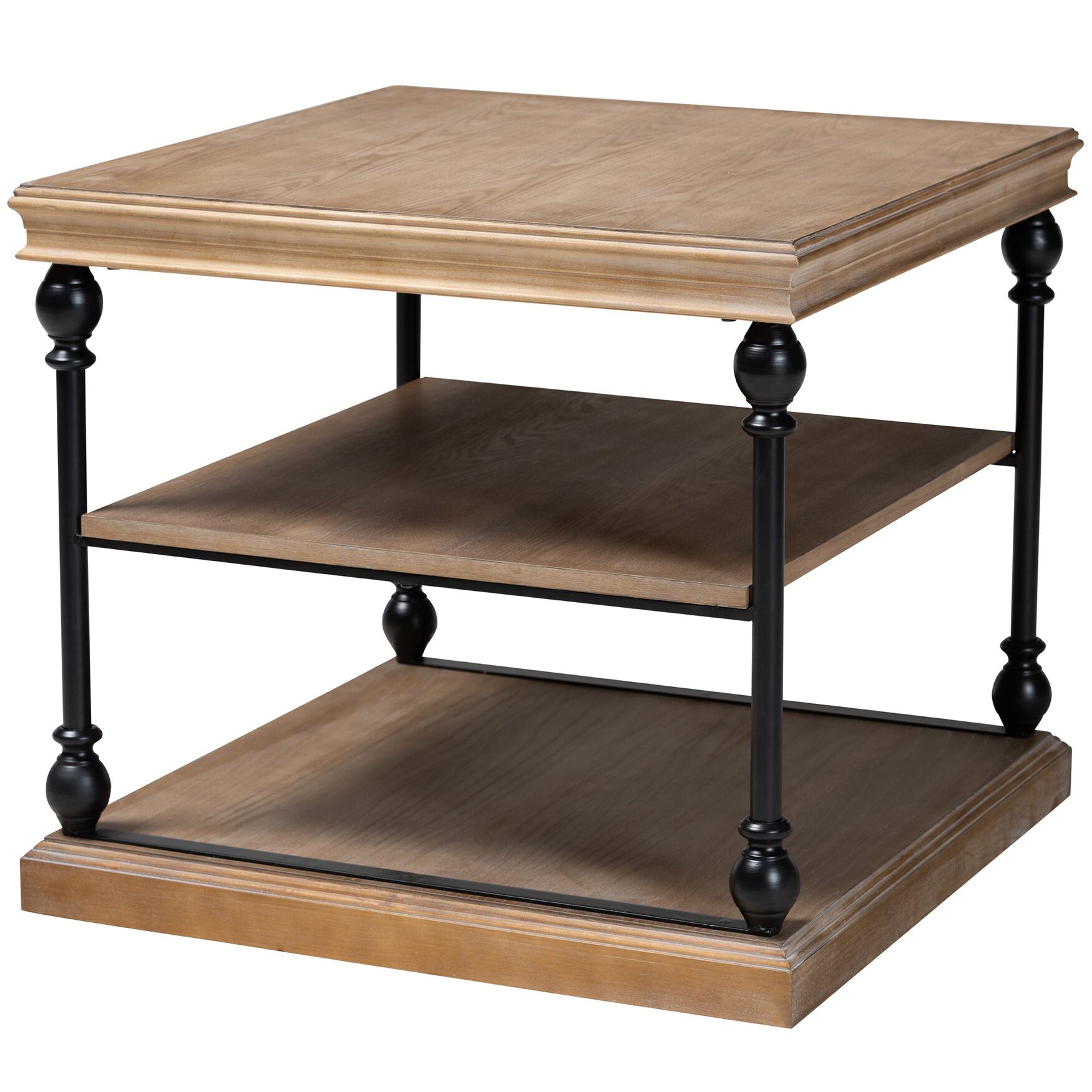 Sebastian Traditional Industrial 3-Tier End Table