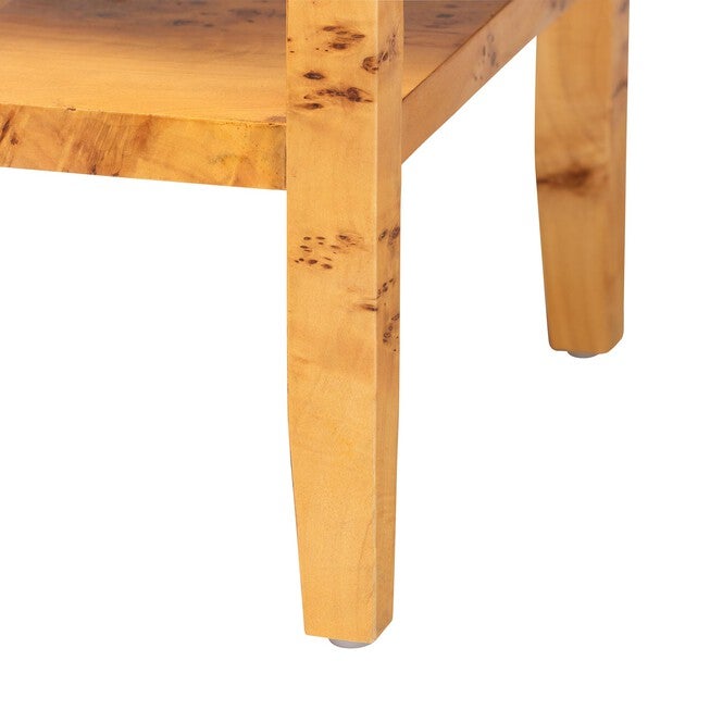 Ghina Modern and Contemporary Natural Light Mappa Real Burl Wood 1-Drawer Nightstand, LIGHT MAPPA BURL, alternate image number 6