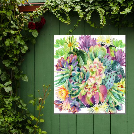 SUCCULENT BLOOMS OUTDOOR ART 24X24, , on-hover image number null