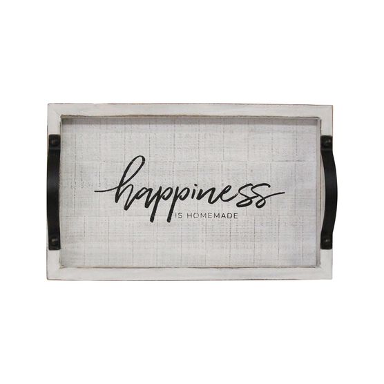 Happiness Wood Tray, WHITE, hi-res image number null