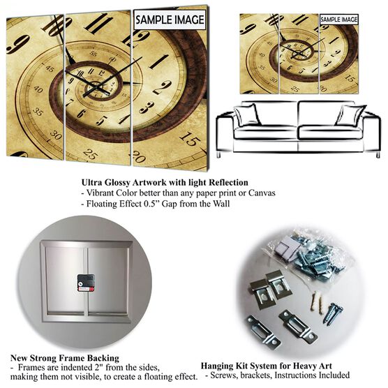Golden Water Agate Large Fashion Multipanel Wall Clock, , alternate image number null