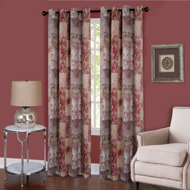 Vogue Grommet Window Curtain Panel, MARSALA, hi-res image number null