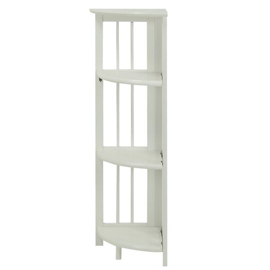 4-Shelf Corner Folding Bookcase-White, , on-hover image number null