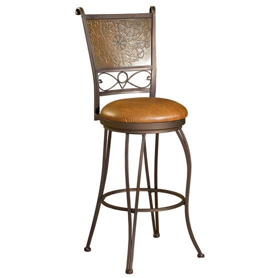 Bronze with Muted Copper Stamped Back Bar Stool, 30'H, COPPER Bronze with Muted Copper Stamped Back Bar Stool, 30'H, COPPER