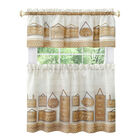 Modern Farmhouse Tier and Valance Window Curtain Set, TAN, hi-res image number 0