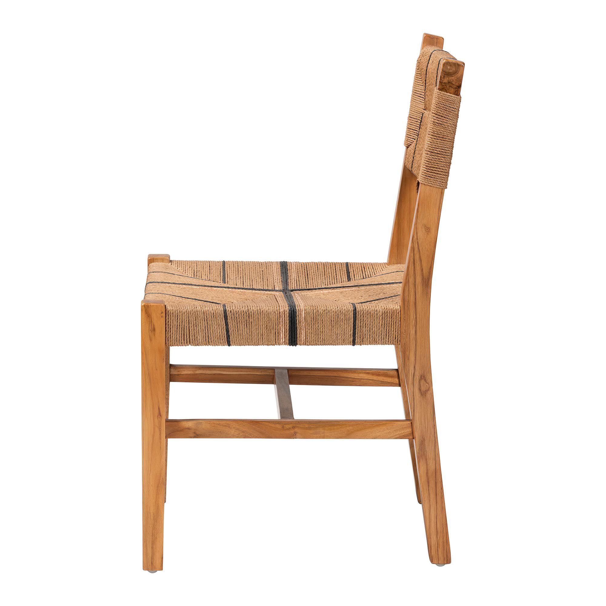 Prita Bohemian Paper Loom and Black Mahogany Wood Dining Chair, NATURAL BROWN, alternate image number 3