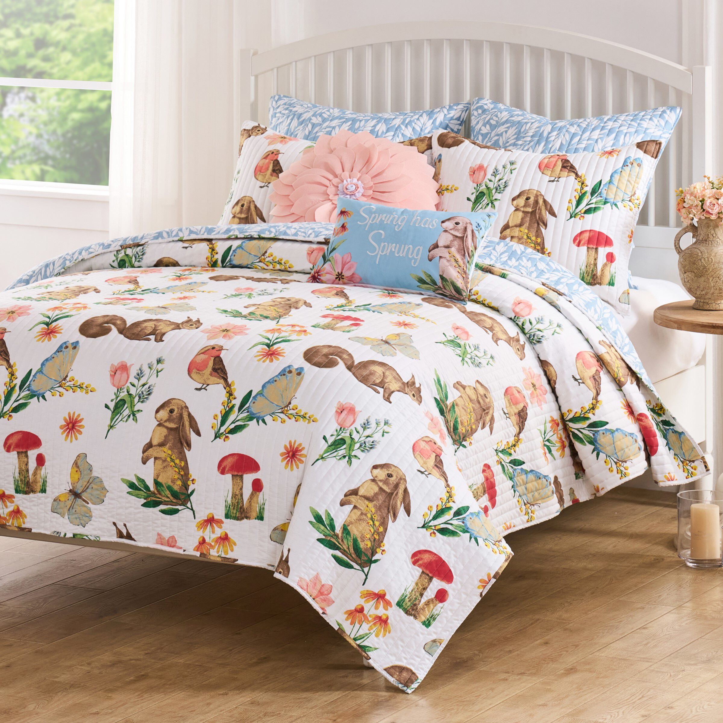 Willow Spring Forest Animals Reversible Quilt Set, WHITE, alternate image number 6