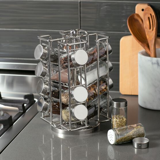 Revolving Spice Rack with 16 Jars and Labels, , alternate image number null