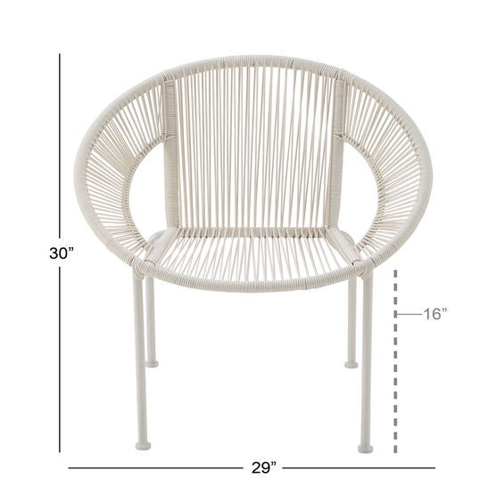 White Metal Contemporary Outdoor Chair, , alternate image number null