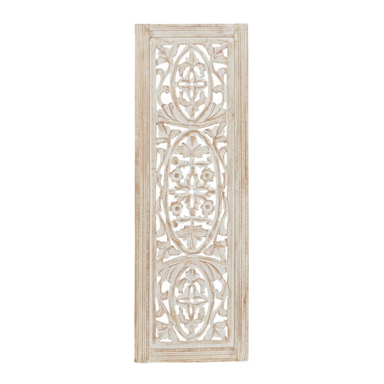 Cream Traditional Floral Mango Wood Wall Décor, CREAM, hi-res image number null