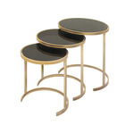 Set of 3 Gold Metal Traditional Accent Table, 21", 19", 17", BLACK, hi-res image number 0