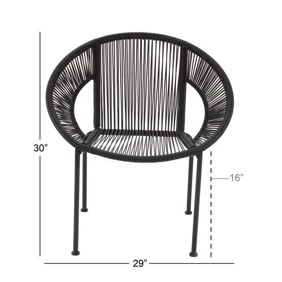 Black Metal Contemporary Outdoor Chair, , alternate image number null