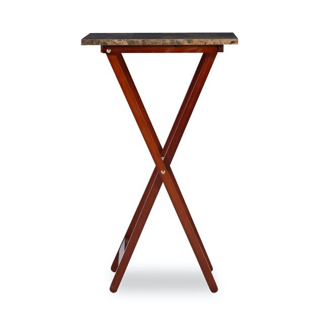 Jasper Tray Table Set Brown Faux Marble, , on-hover image number 1