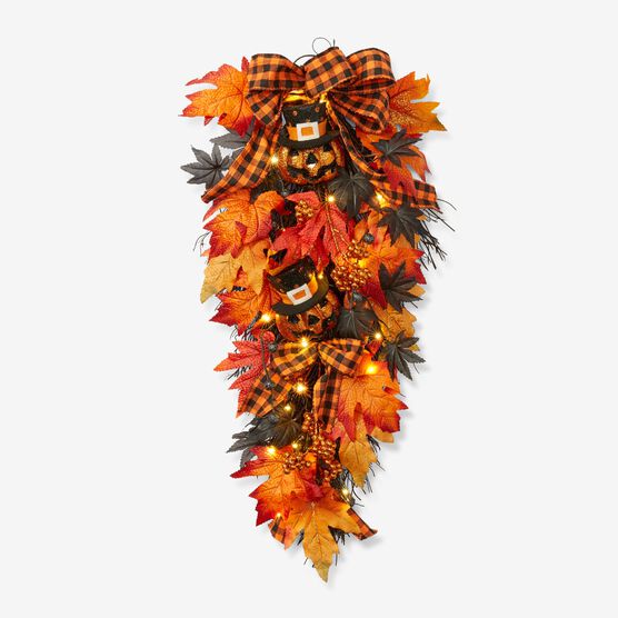 24" Pre-Lit Jack-O-Lantern Vertical Swag, ORANGE 24" Pre-Lit Jack-O-Lantern Vertical Swag, ORANGE