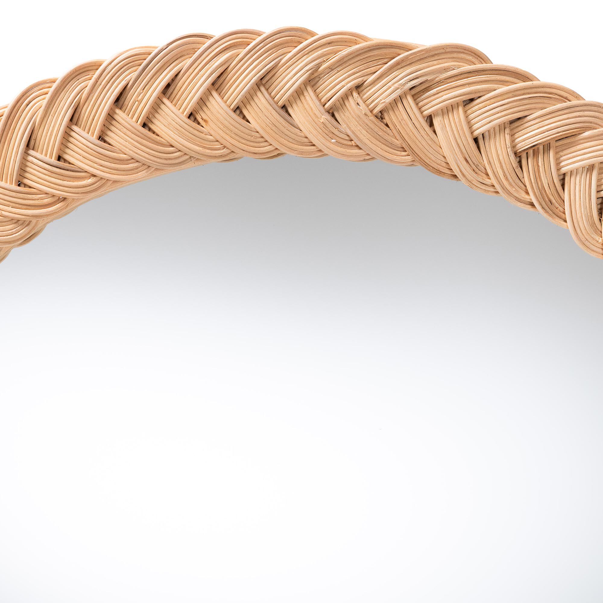 Nara Natural Rattan Wall Mirror - Round, HONEY, alternate image number 2