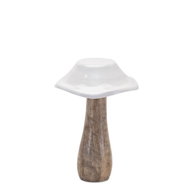 Wood Mushroom Decor (Set of 4), WHITE BROWN, alternate image number null