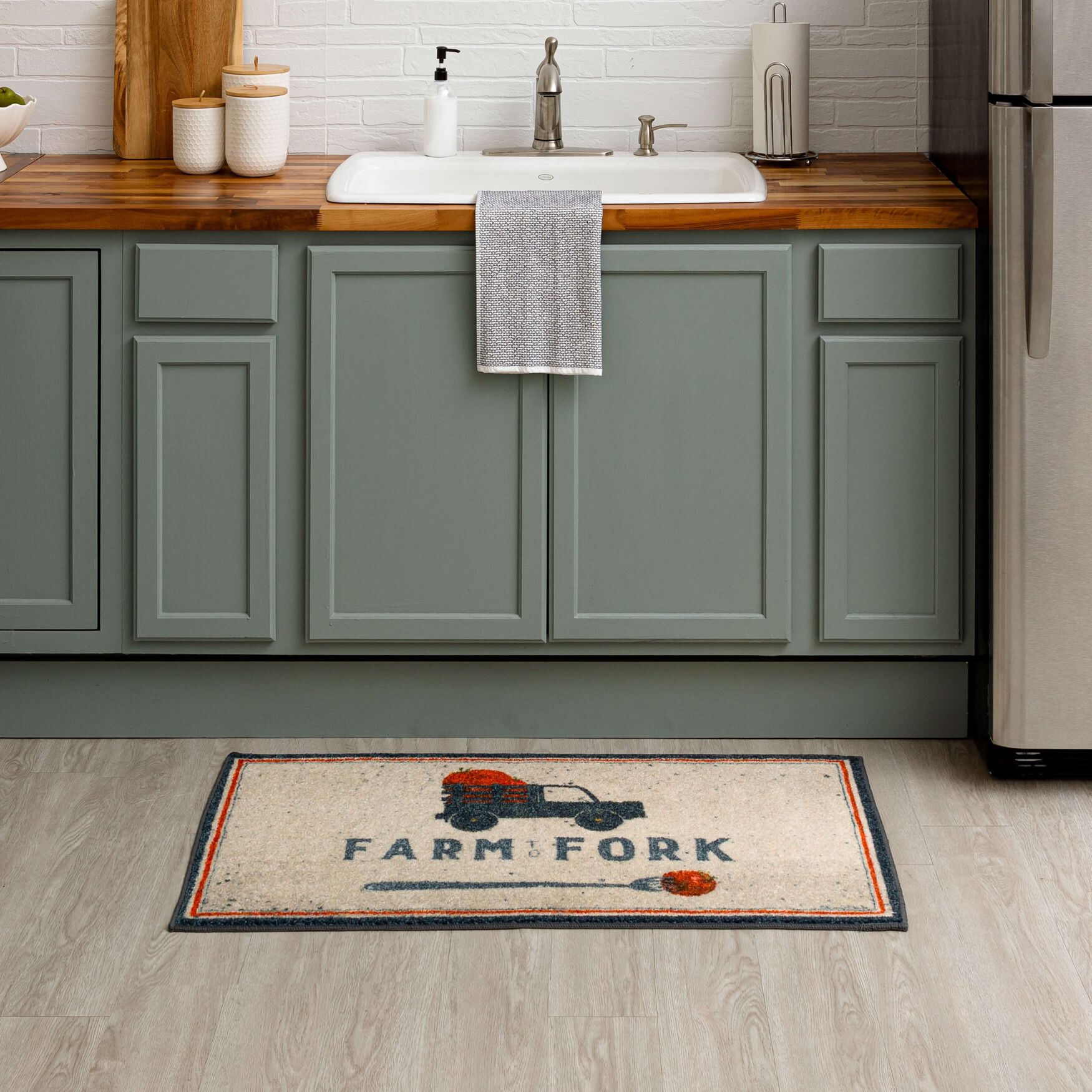 Farm To Fork Grey Kitchen Rug, , alternate image number 6