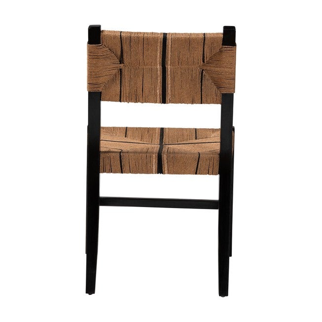 Prita Bohemian Paper Loom and Natural Mahogany Wood Dining Chair, BROWN, alternate image number null