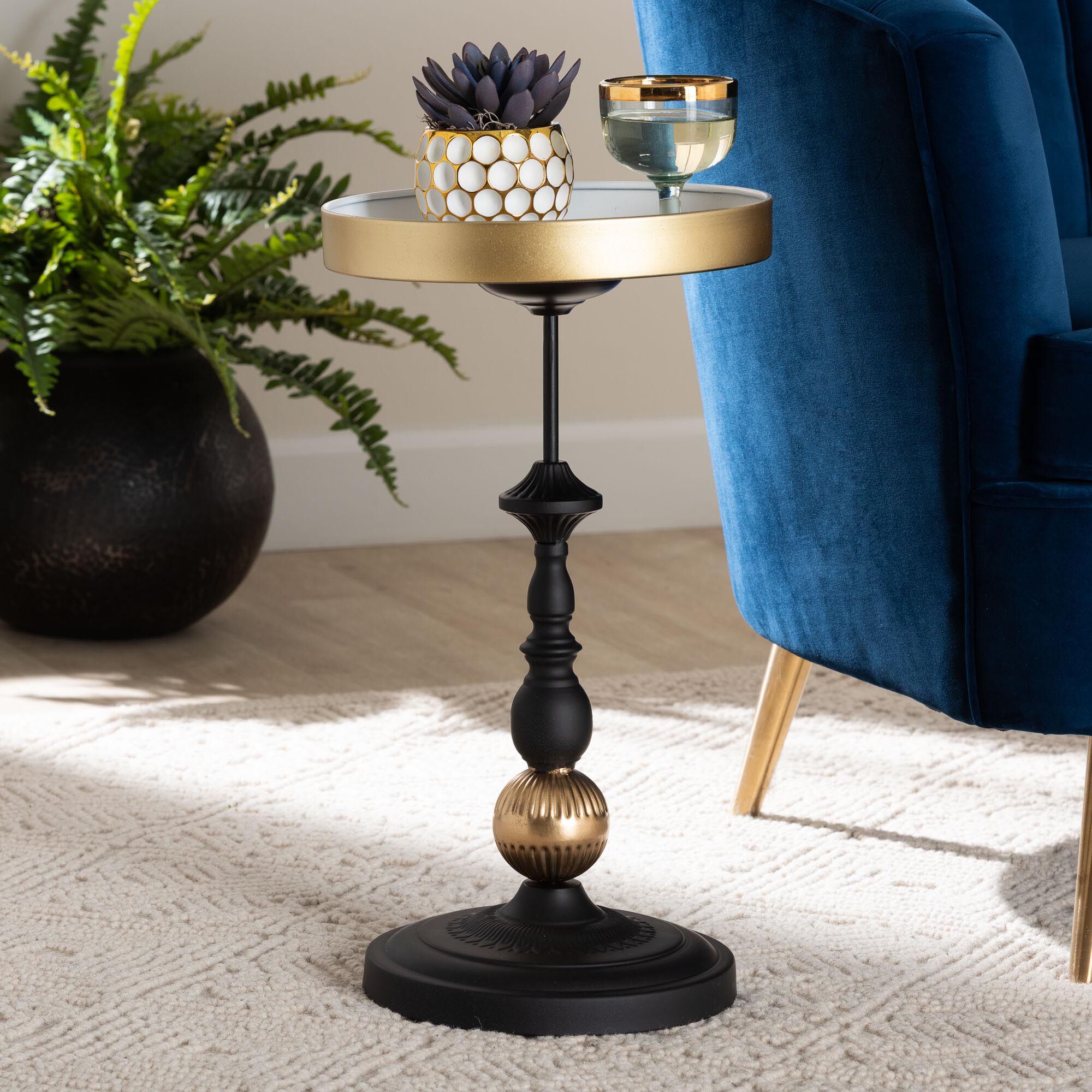Javion Modern Glam Round Accent Side Table