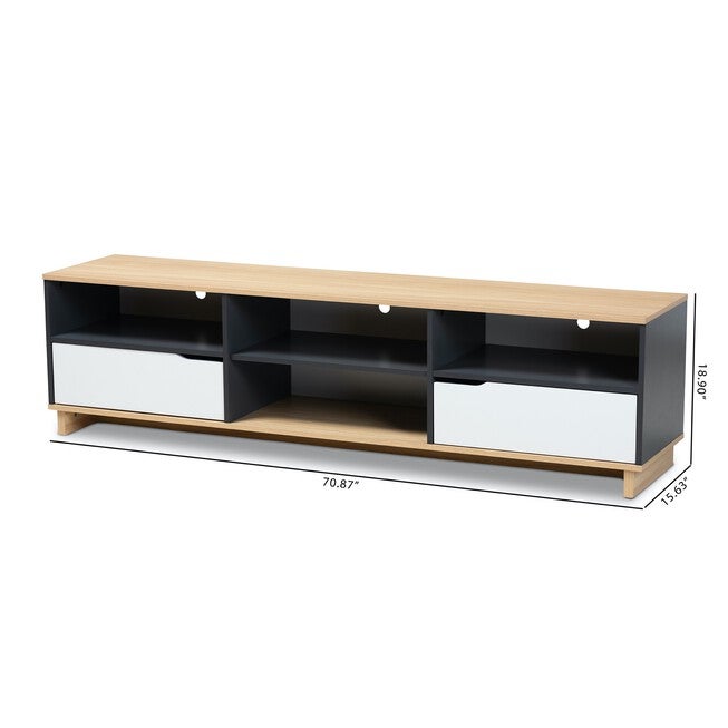 Reed Mid-Century Modern Multicolor 2-Drawer Wood Tv Stand Furniture, , alternate image number null