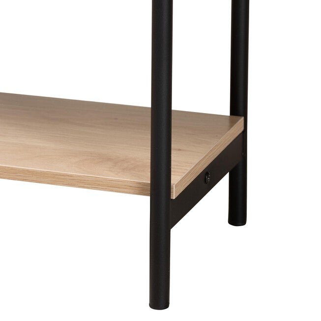 Sherwin Mid-Century Modern Light Brown And Black 2-Drawer Console Table With Woven Rattan Accent, , alternate image number null