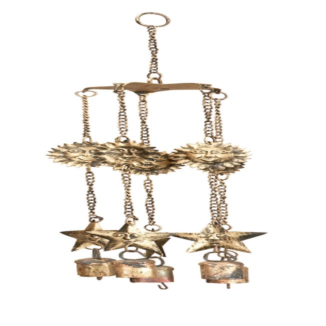 Brass Metal Eclectic Windchime, BRASS, hi-res image number 0