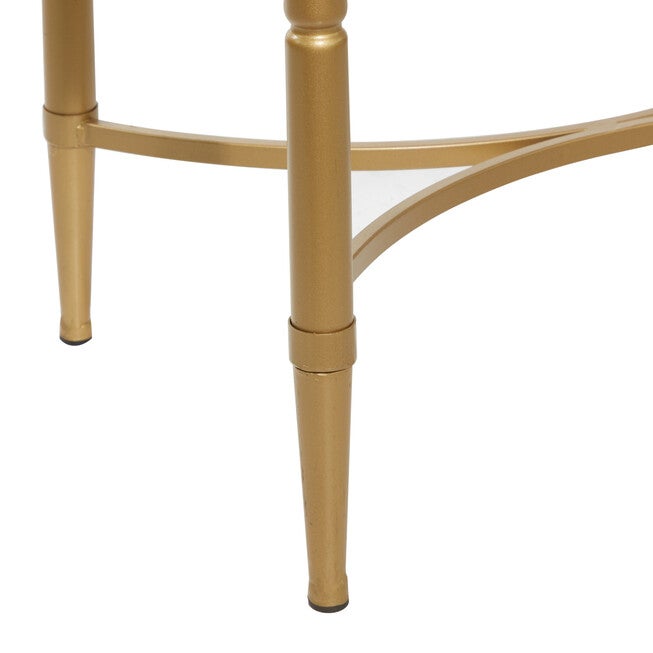Gold Fur and Metal Contemporary Stool, 20x26x18, , alternate image number null
