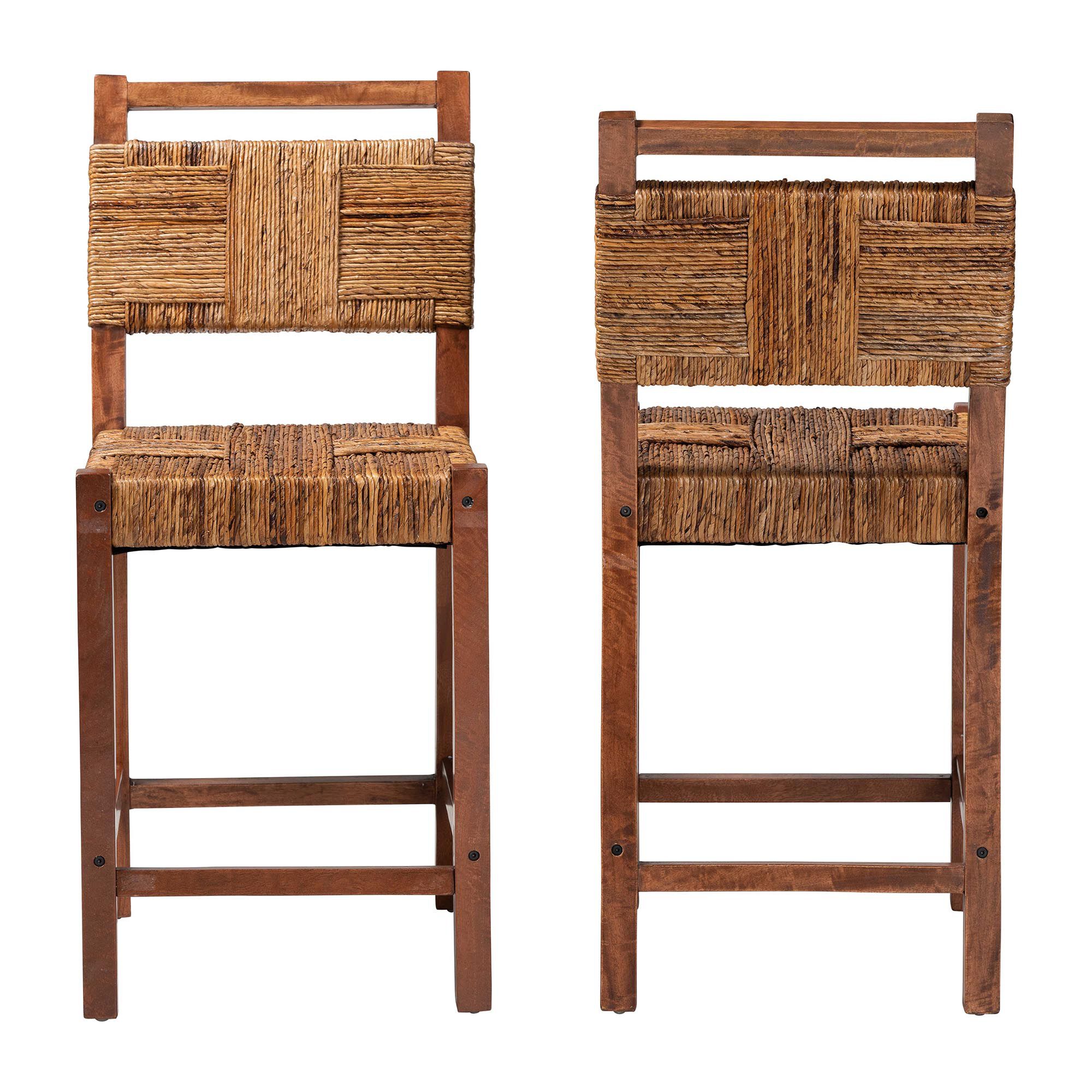 Raniya Seagrass Counter Stool Set of 2, BROWN, alternate image number 2