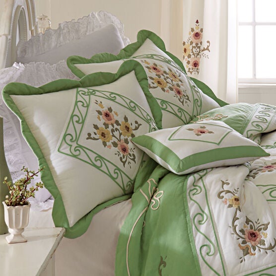 Ava Embroidered Cotton Breakfast Pillow, Ava Embroidered Cotton Breakfast Pillow,