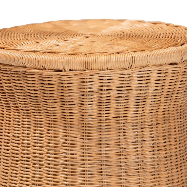 Caroline Round Natural Rattan End Table, LIGHT HONEY, alternate image number null