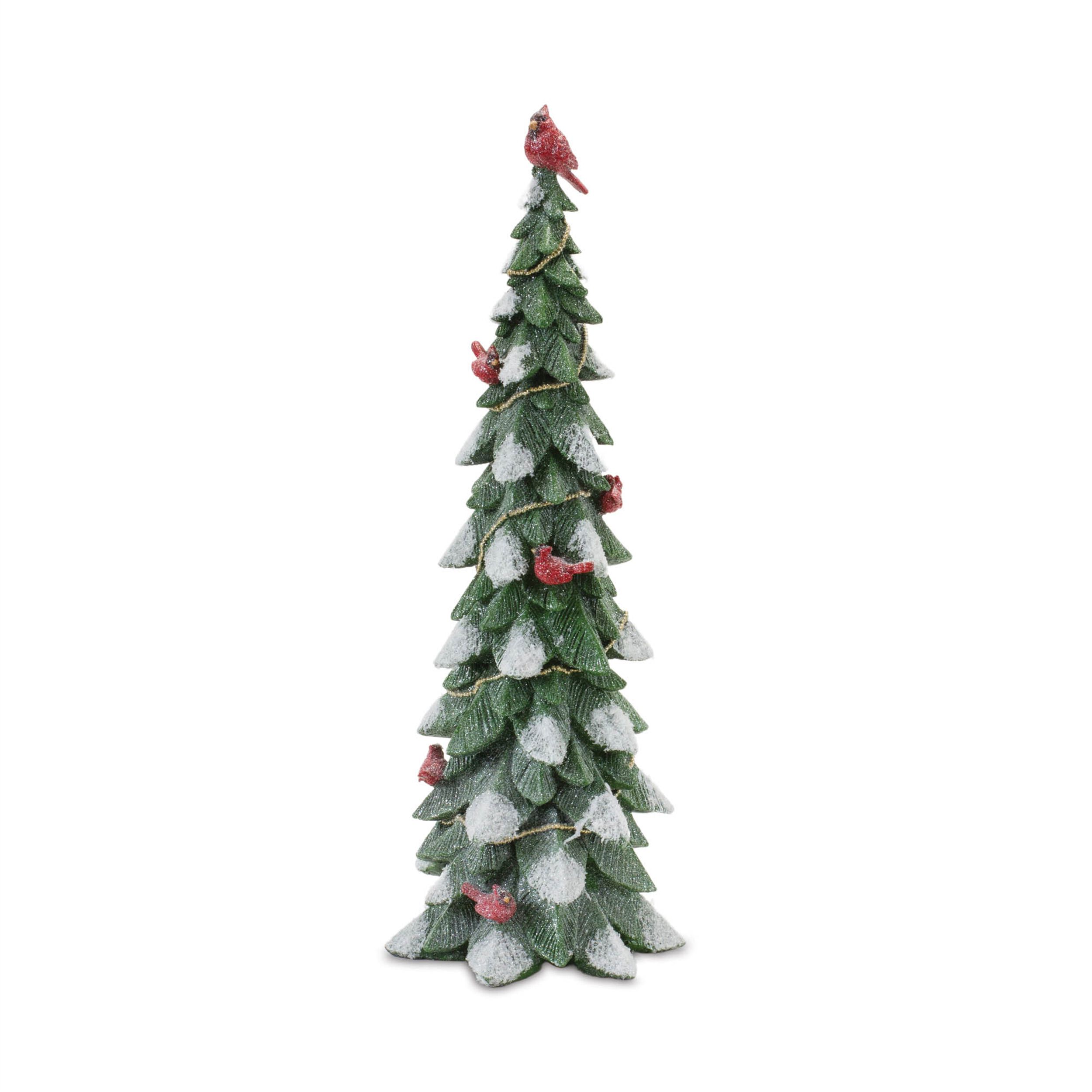 Frosted Cardinal Pine Tree (Set of 3), WHITE GREEN RED, alternate image number 3
