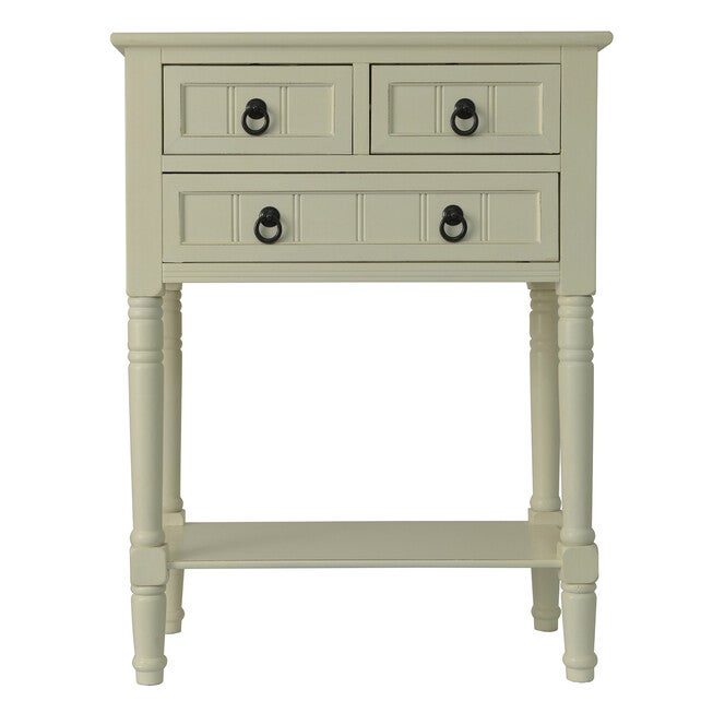 Antique 3 Drawer Console, ANTIQUE WHITE, hi-res image number 0