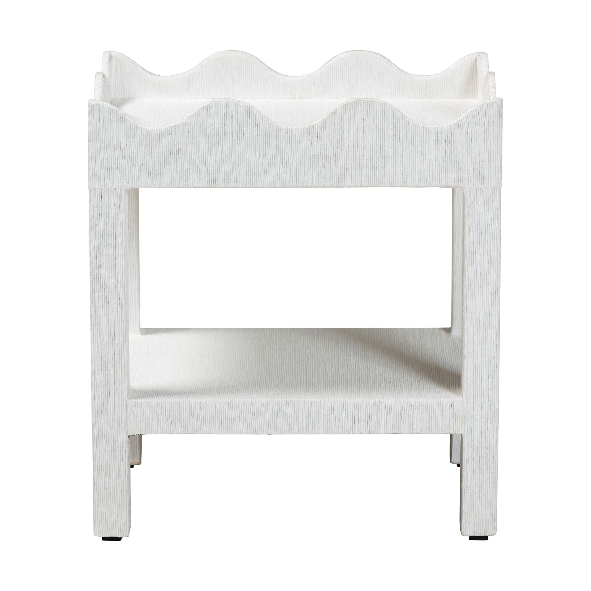 Sebastian Grasscloth Scalloped End Table, WHITE, alternate image number 2