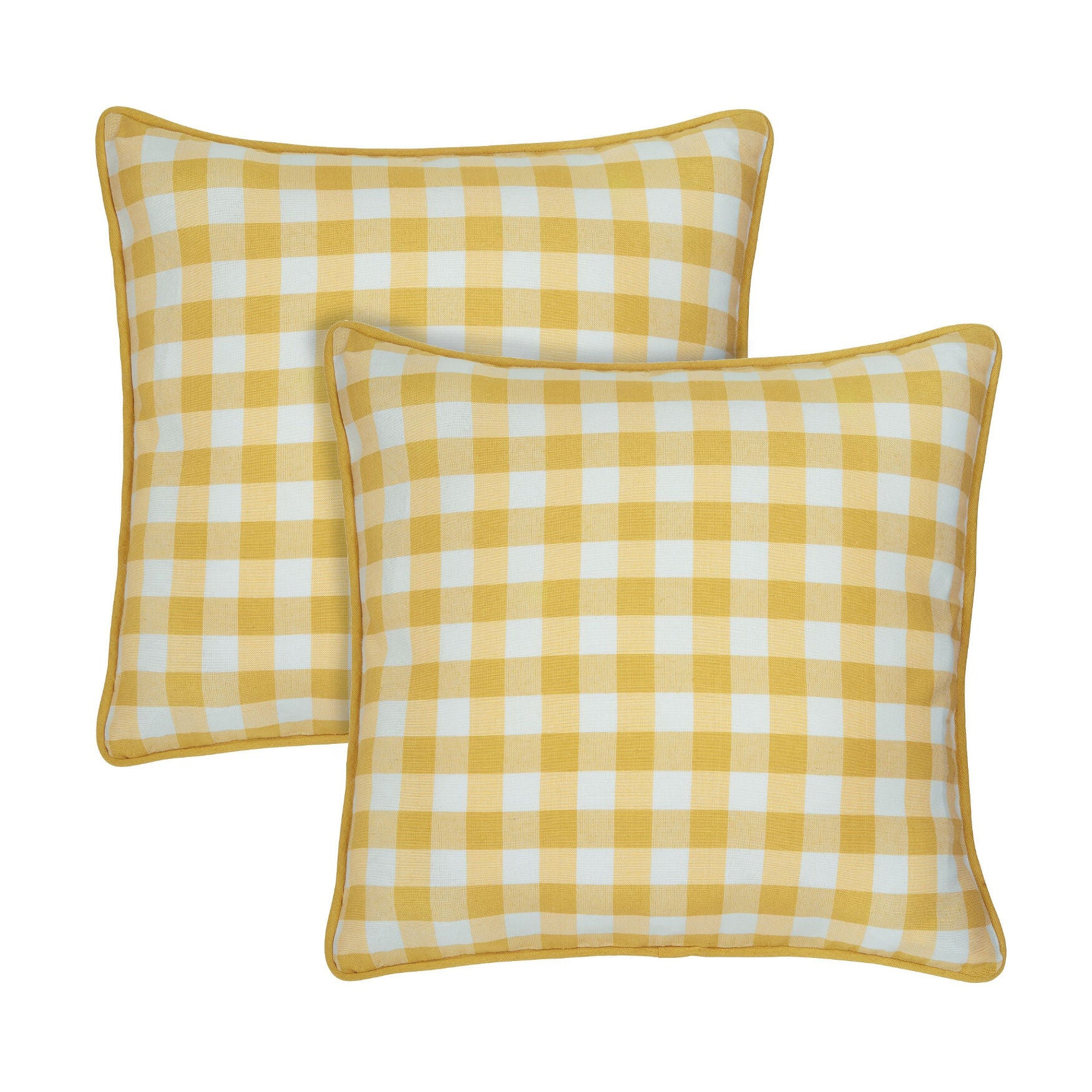 Buffalo Check Throw Pillow Covers - 18-in x 18-in - Set of Two, YELLOW, hi-res image number 0