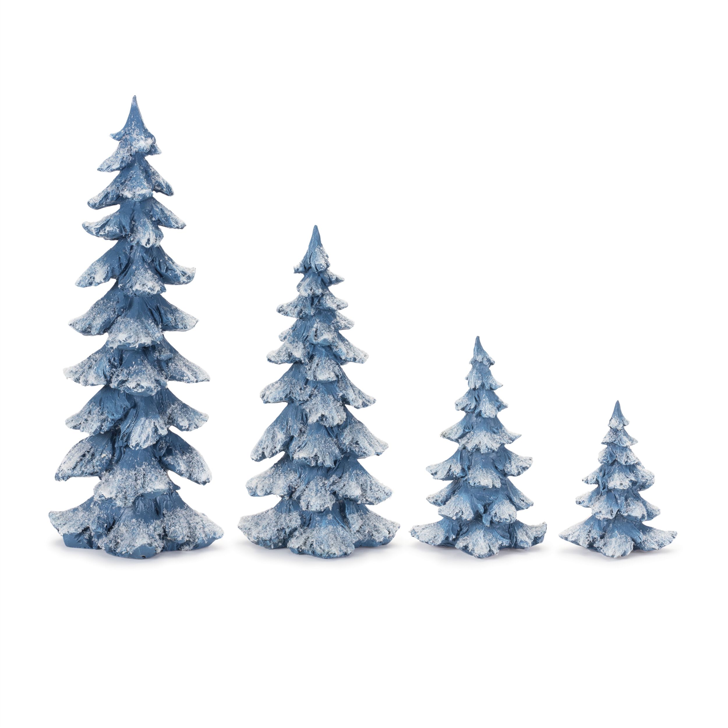 Flocked Pine Tree (Set of 4), BLUE WHITE, hi-res image number 0
