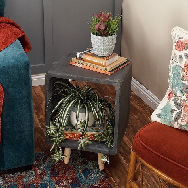 Black Fiber Clay Industrial Outdoor Accent Table, , alternate image number 6