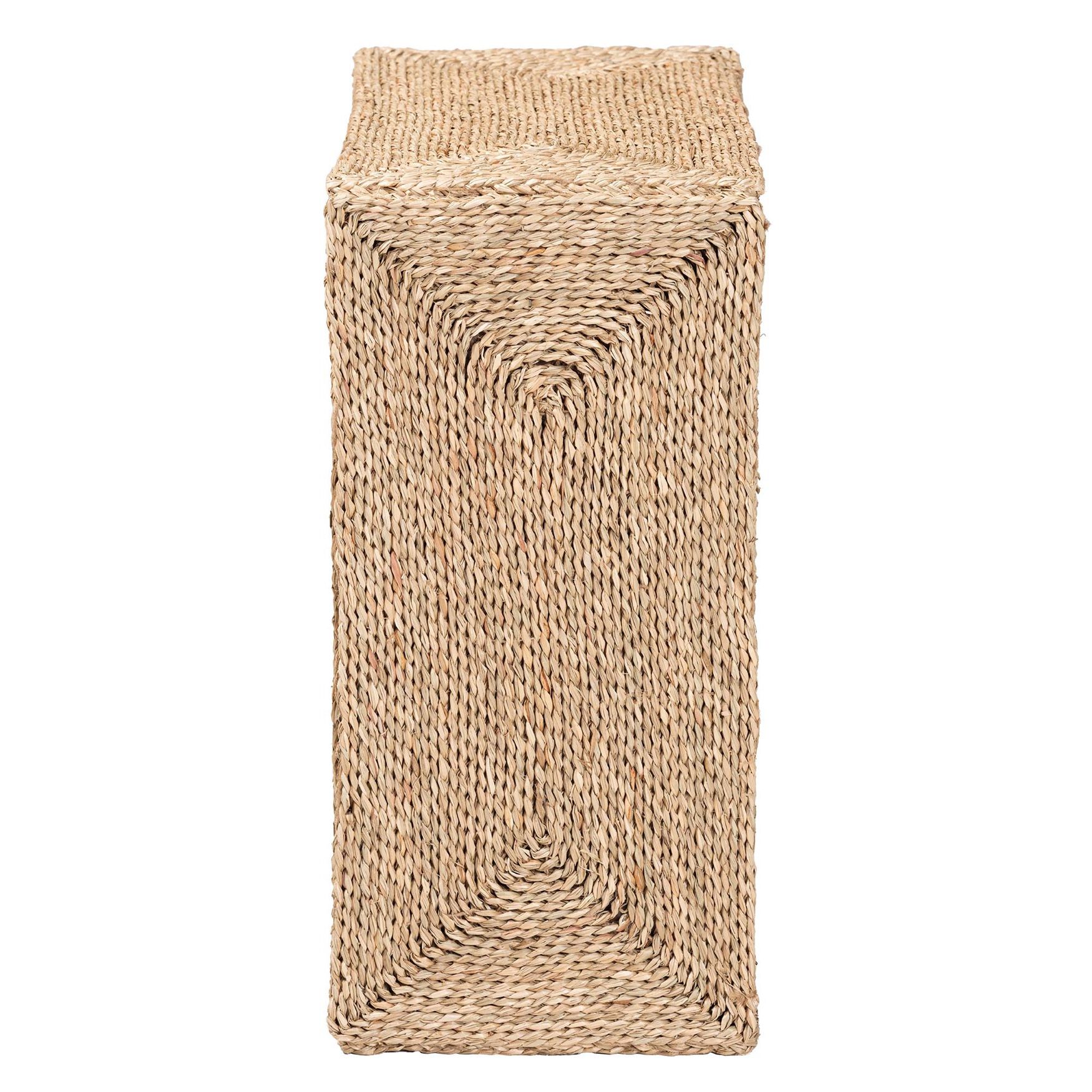 Adonica Modern Bohemian Natural Brown Jute and Wood End Table, , alternate image number 8