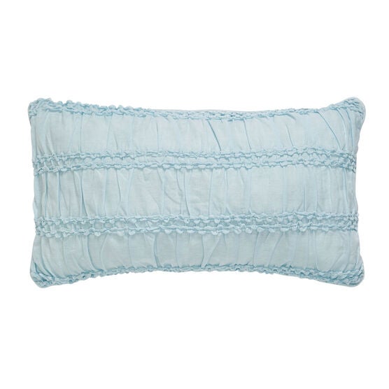Claudine Ruched Floral Lumbar Pillow, LIGHT BLUE Claudine Ruched Floral Lumbar Pillow, LIGHT BLUE