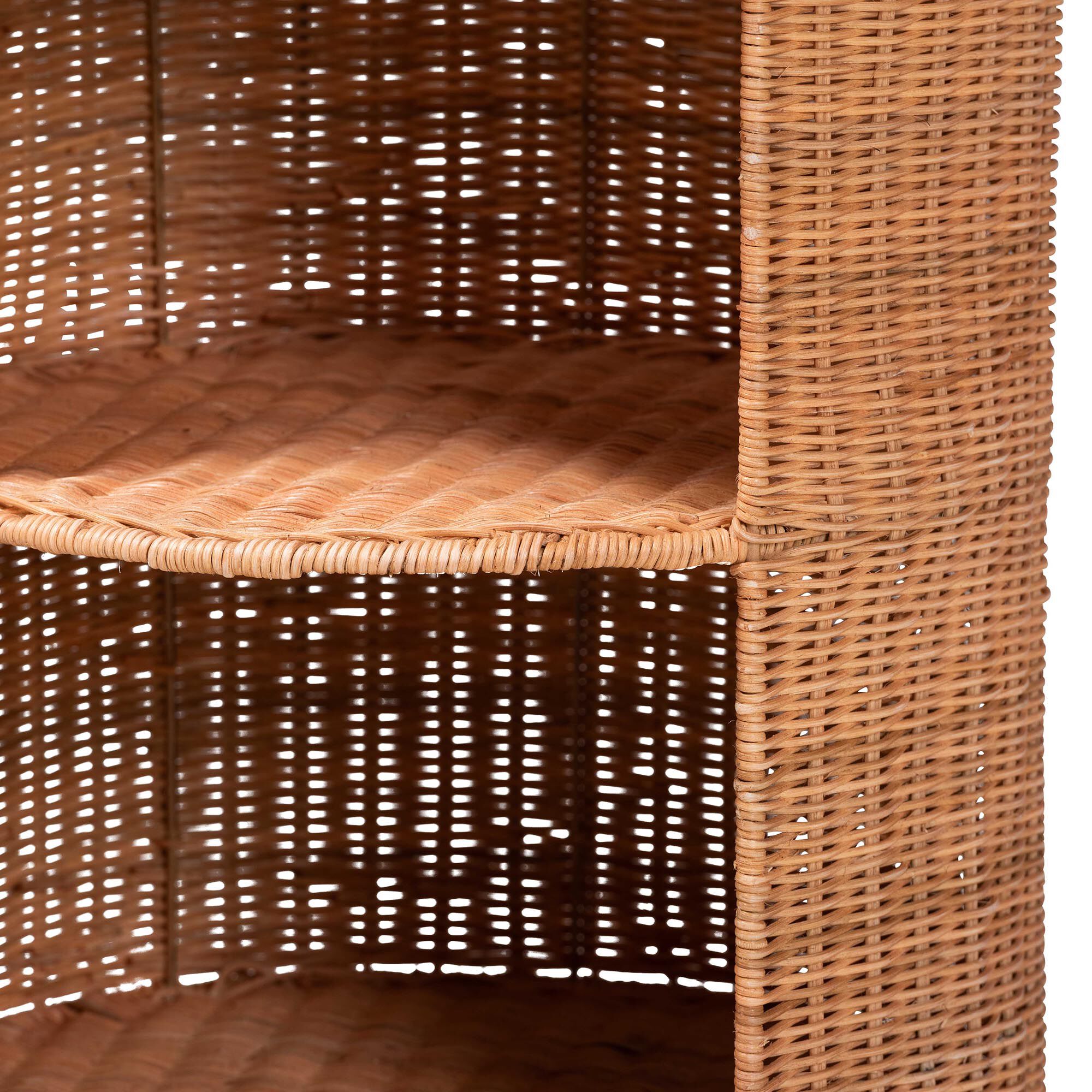 Dorielle Natural Rattan End Table with Two Shelves, HONEY, alternate image number 5
