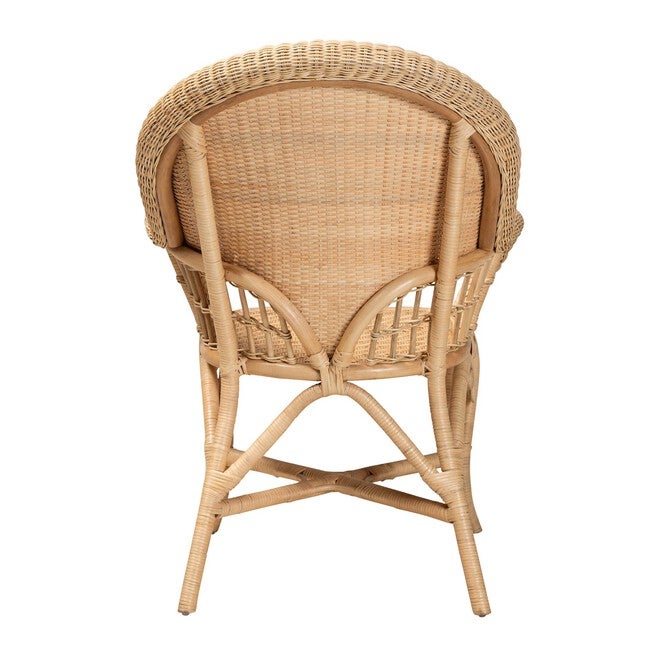 Ratu Modern Bohemian Natural Brown Rattan Accent Chair, , alternate image number null