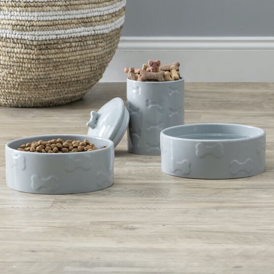 3 Piece Set Treat Jar And Pet Bowls Pet, , alternate image number null