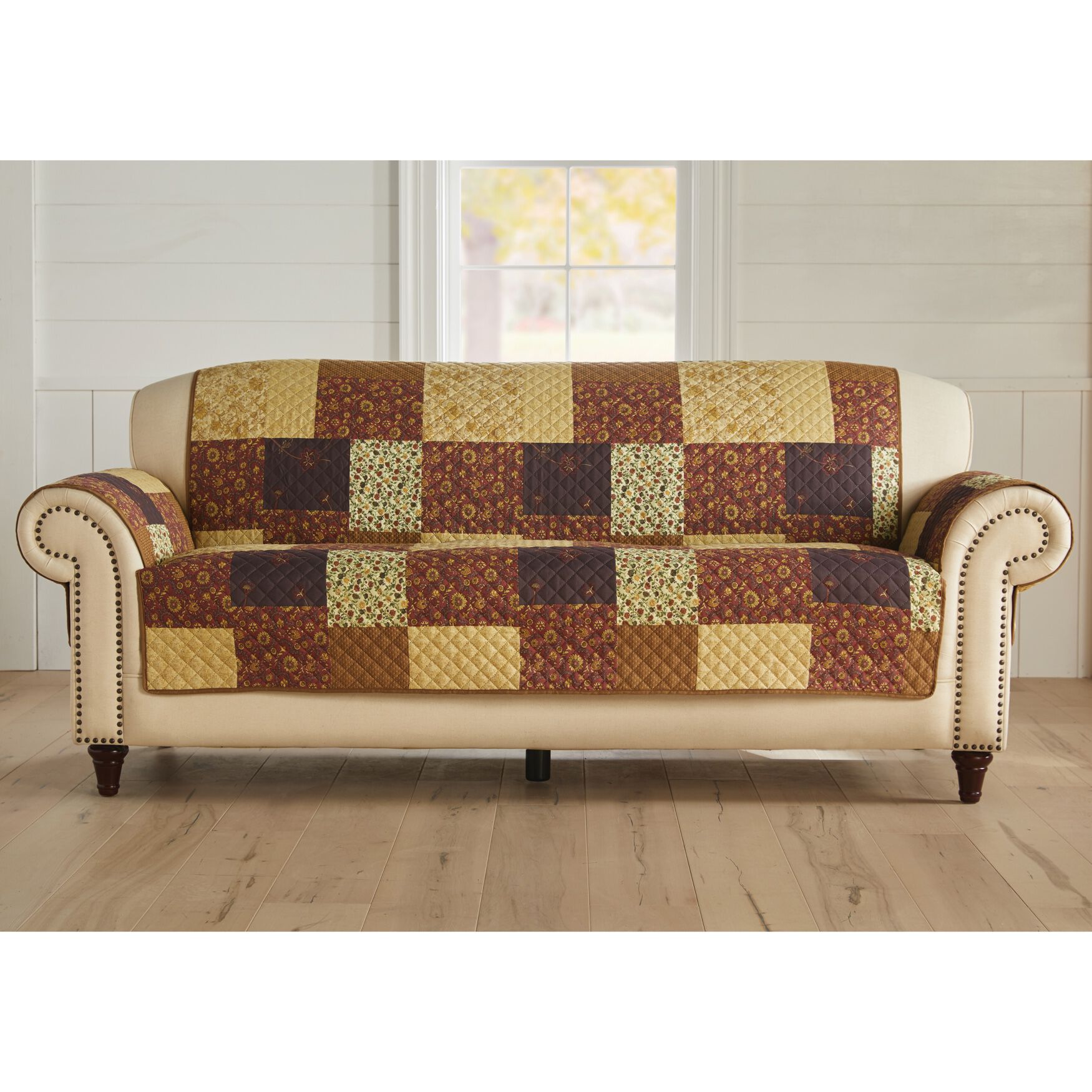 Printed Faux Patchwork Sofa Protector