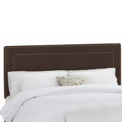 Upholstered Nail Button Border Headboard in Velvet, 