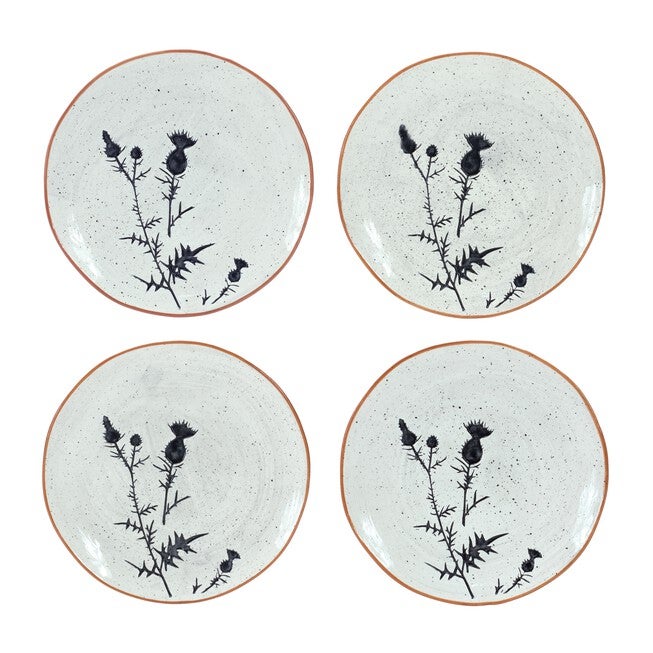 Plate (Set of 4) 8 inchesD Ceramic, BLACK/WHITE, hi-res image number null