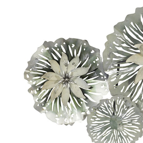 Grey Metal Eclectic Floral Wall Decor, , alternate image number null