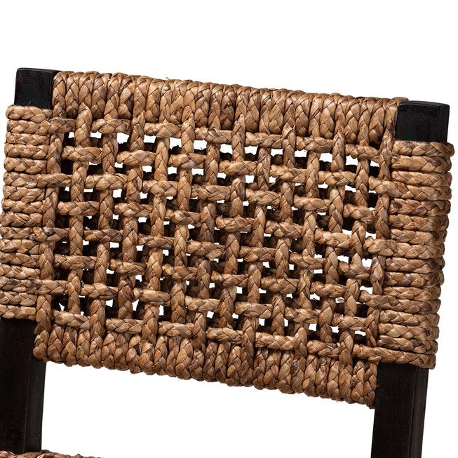 Alise Modern Bohemian Dark Brown Mahogany Wood And Seagrass Counter Stool, , alternate image number null