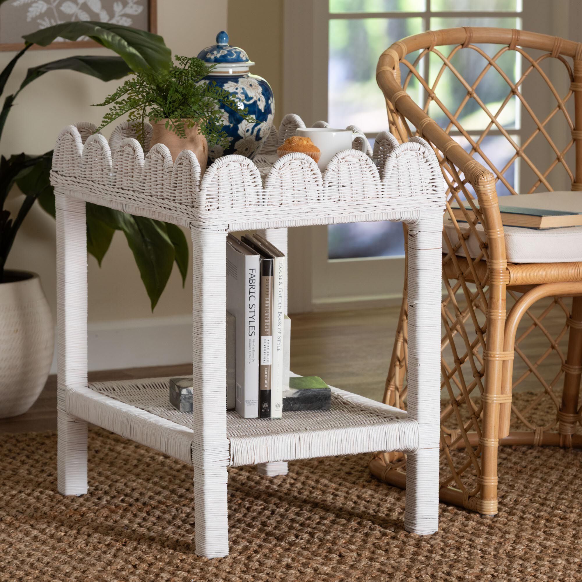 Sumana Natural Rattan Side Table, WHITE, hi-res image number 0