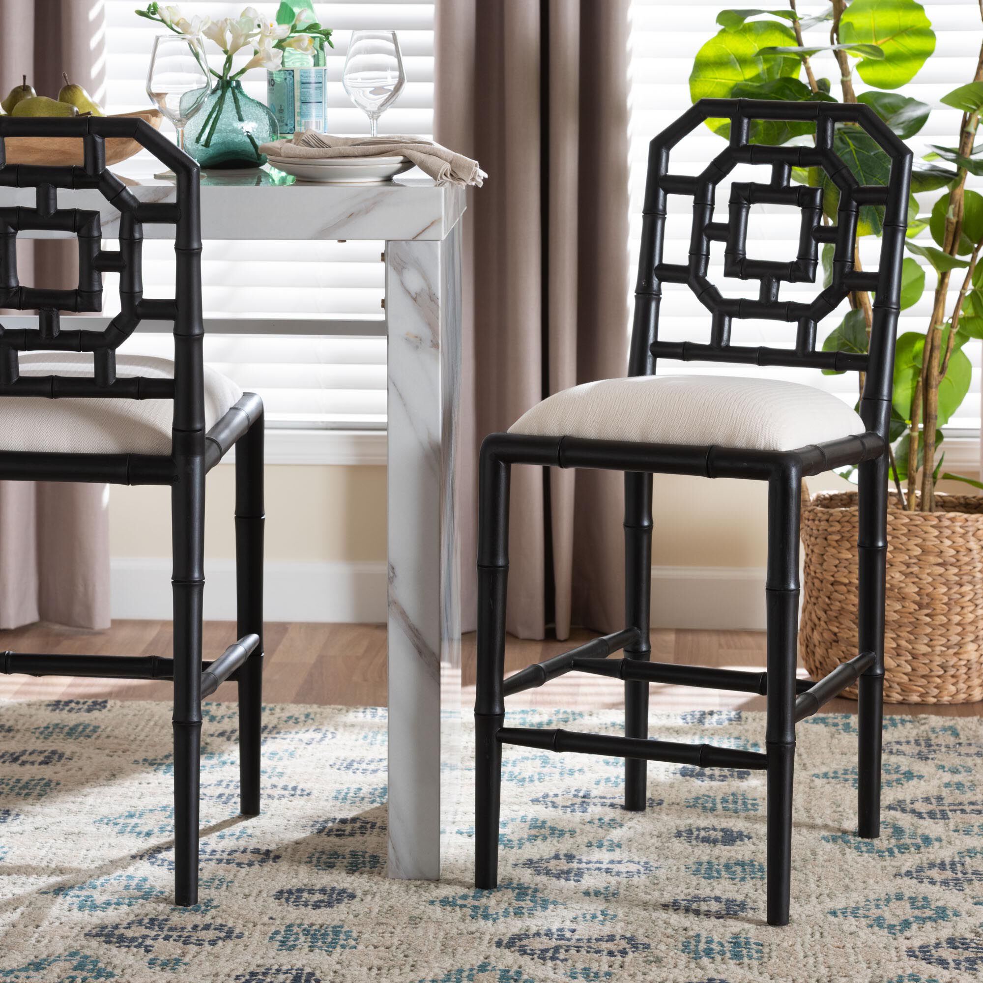 Boone Counter Stool with Chinoiserie Design