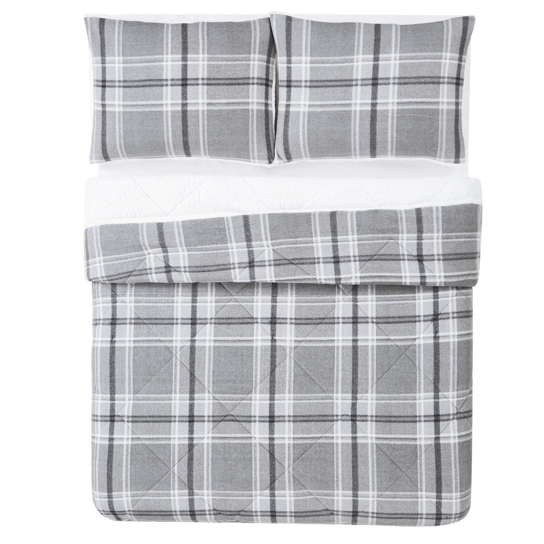 Cozy Teddy Plaid 3 Piece Comforter Set, , alternate image number 3